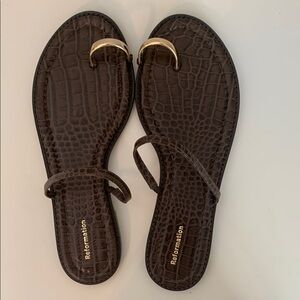 Reformation Gold and Brown Sandals with Minimalist Design